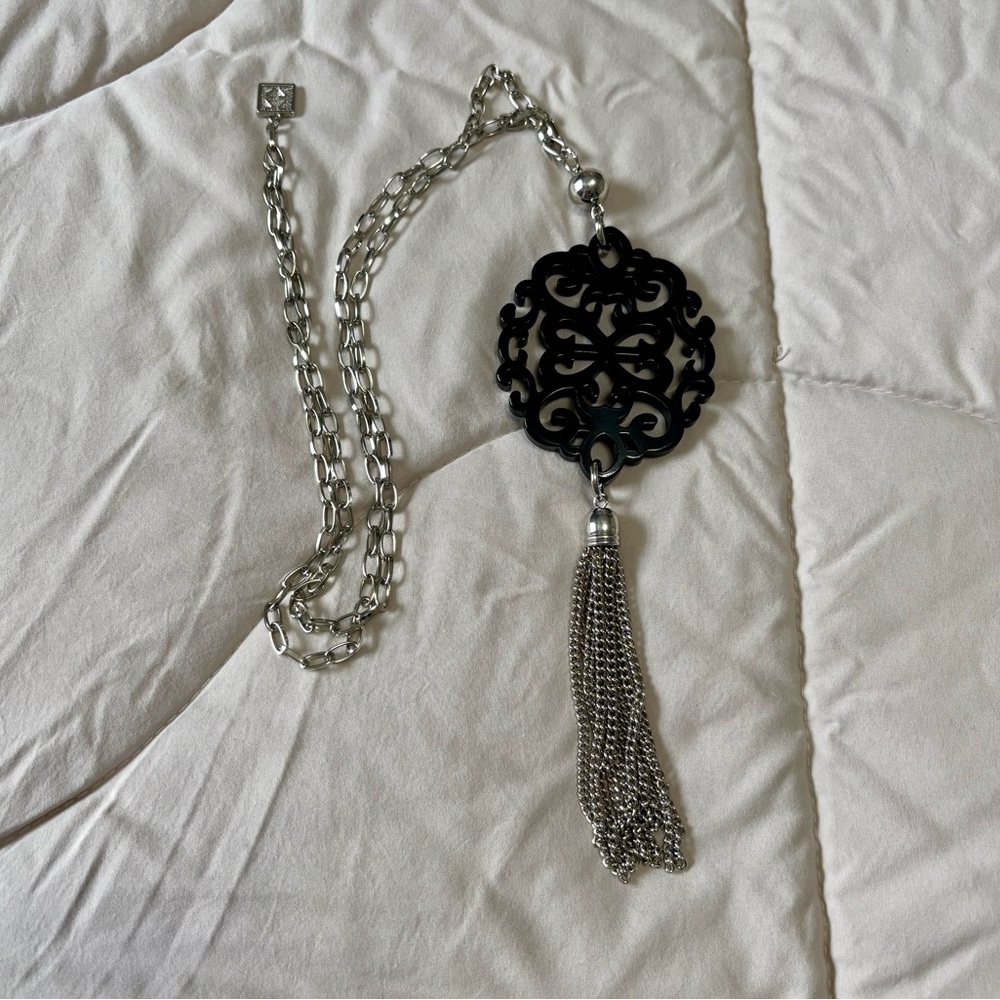 Zenzii circle scroll tassel necklace